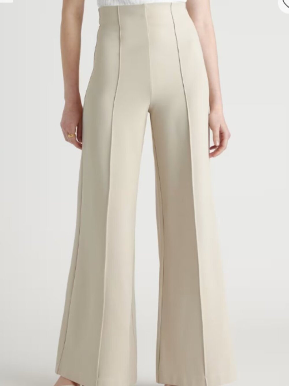 Quince Ultra-Stretch Ponte Super Wide Leg Pants Ecru - XL